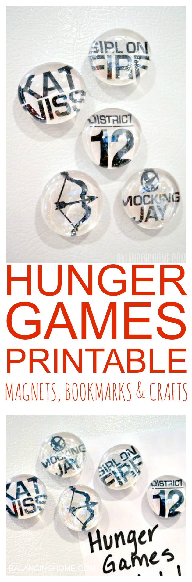 A Hunger Games printable-- perfect for DIY magnets, bookmarks and other crafts.