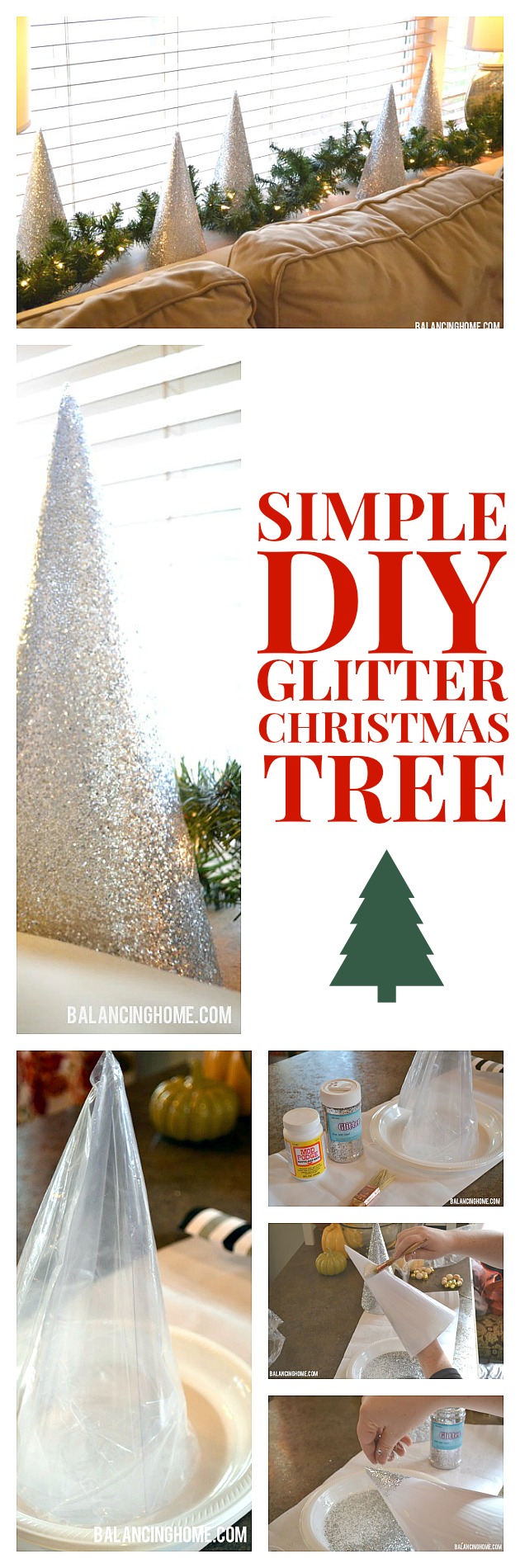 So simple--the kids could do it. DIY glitter Christmas tree for a fraction of the cost.