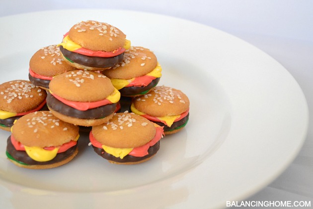 These mini hamburger cookies are so easy to make and super tasty. Perfect for a summer BBQ