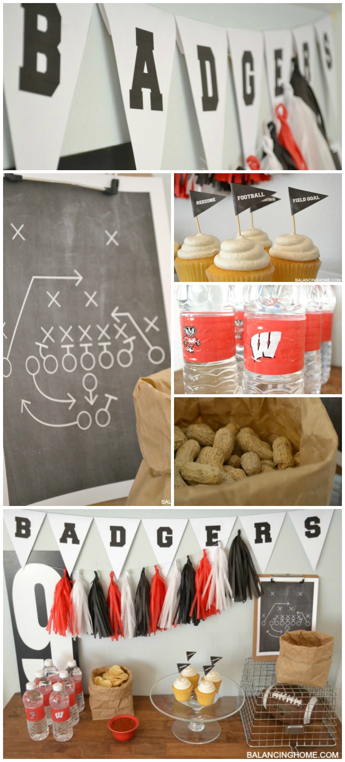 FOOTBALL PARTY PRINTABLES! Printable bunting in every letter to print off your team's name. Cupcake toppers and play printable. Simple entertaining tips for serving up a special game day!