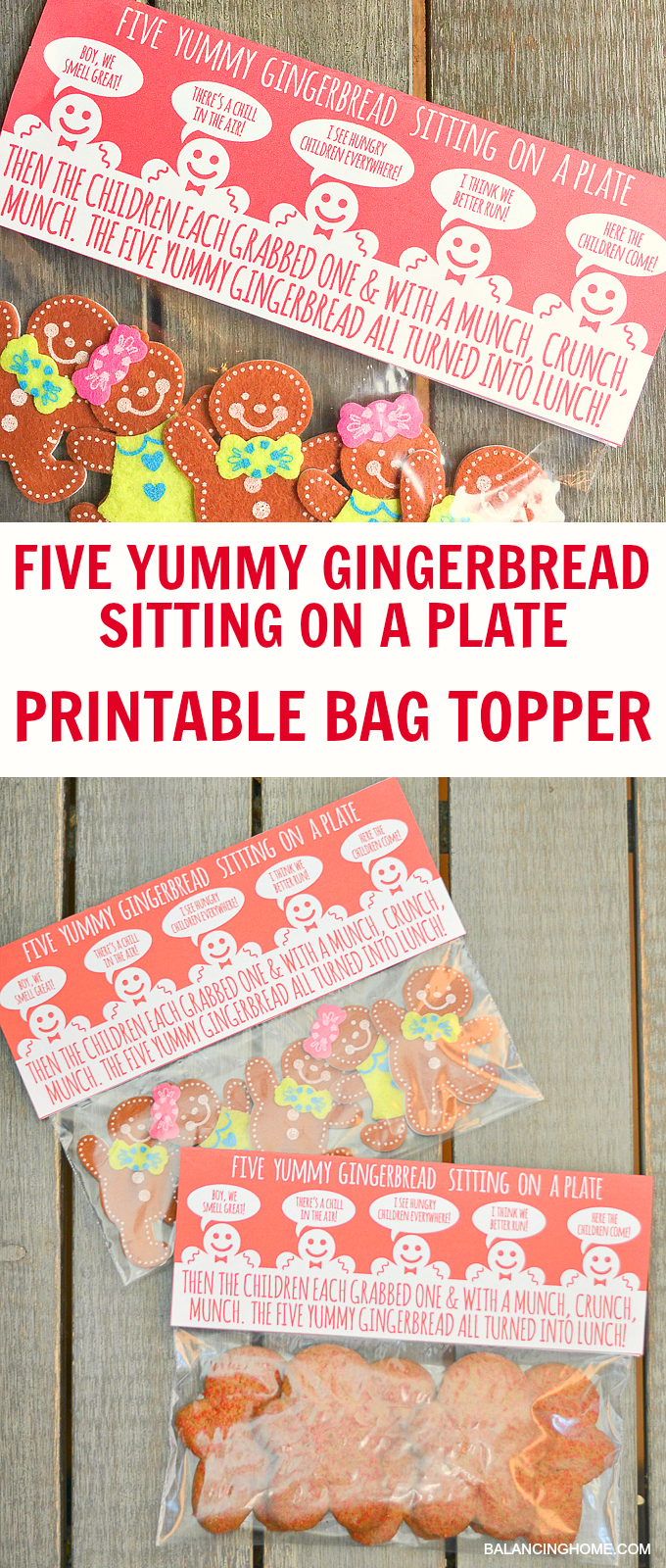 Five Yummy Gingerbread Bag Topper Printable