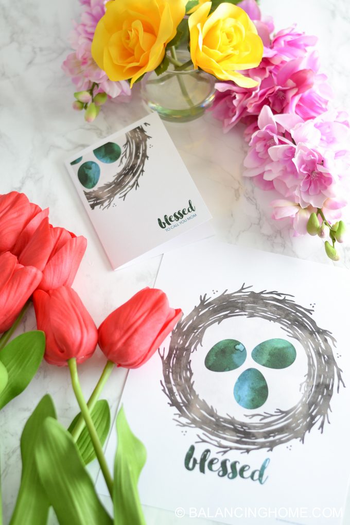 Mother's Day Gift card - Spring Blessed Nest Printable
