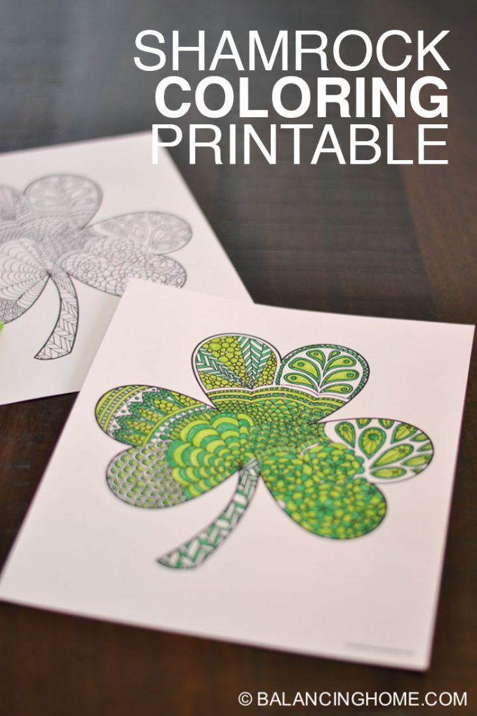 Shamrock coloring printable. Perfect for St. Patricks day. Love it for adults or the classroom.