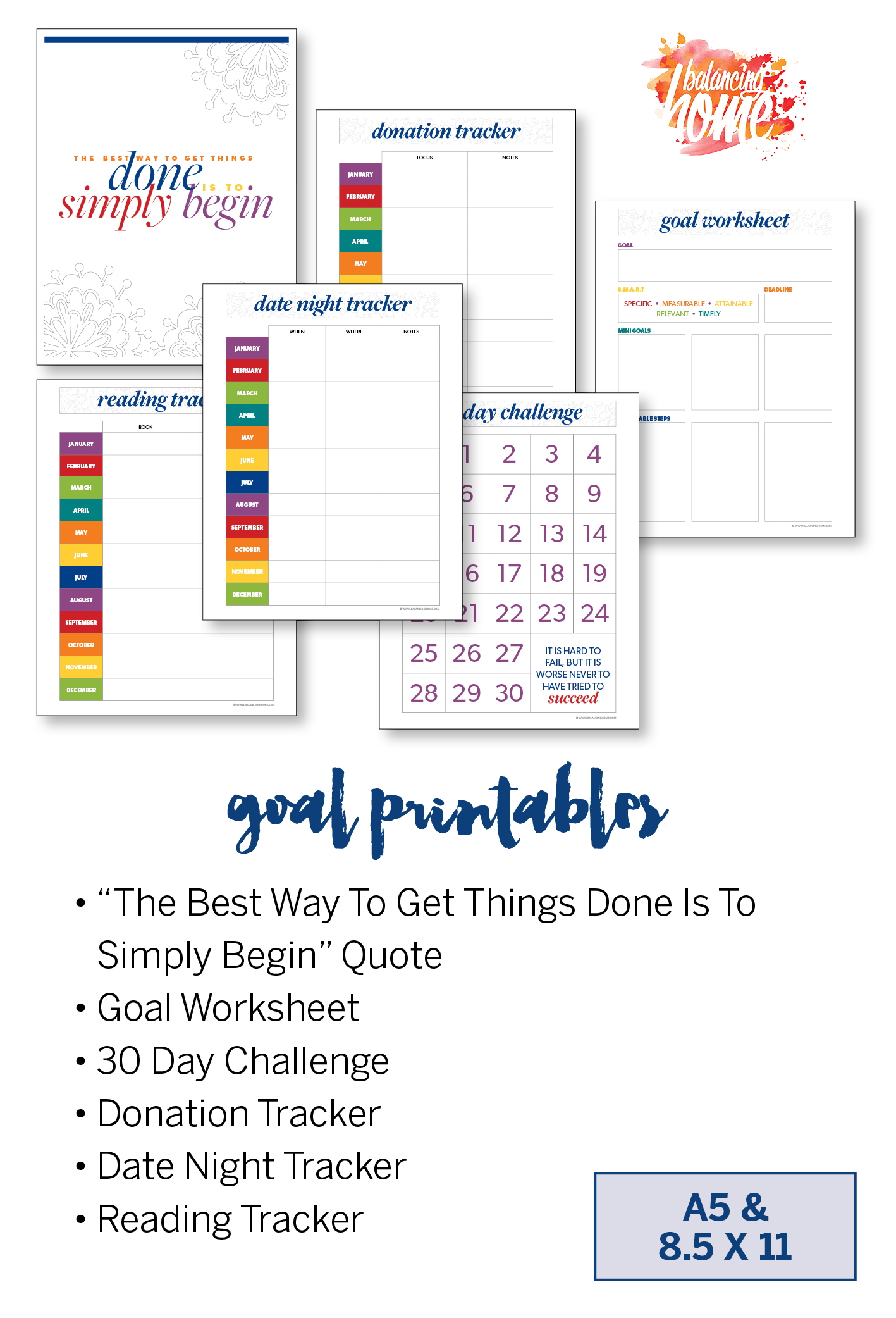 Goals worksheet and other goal printables