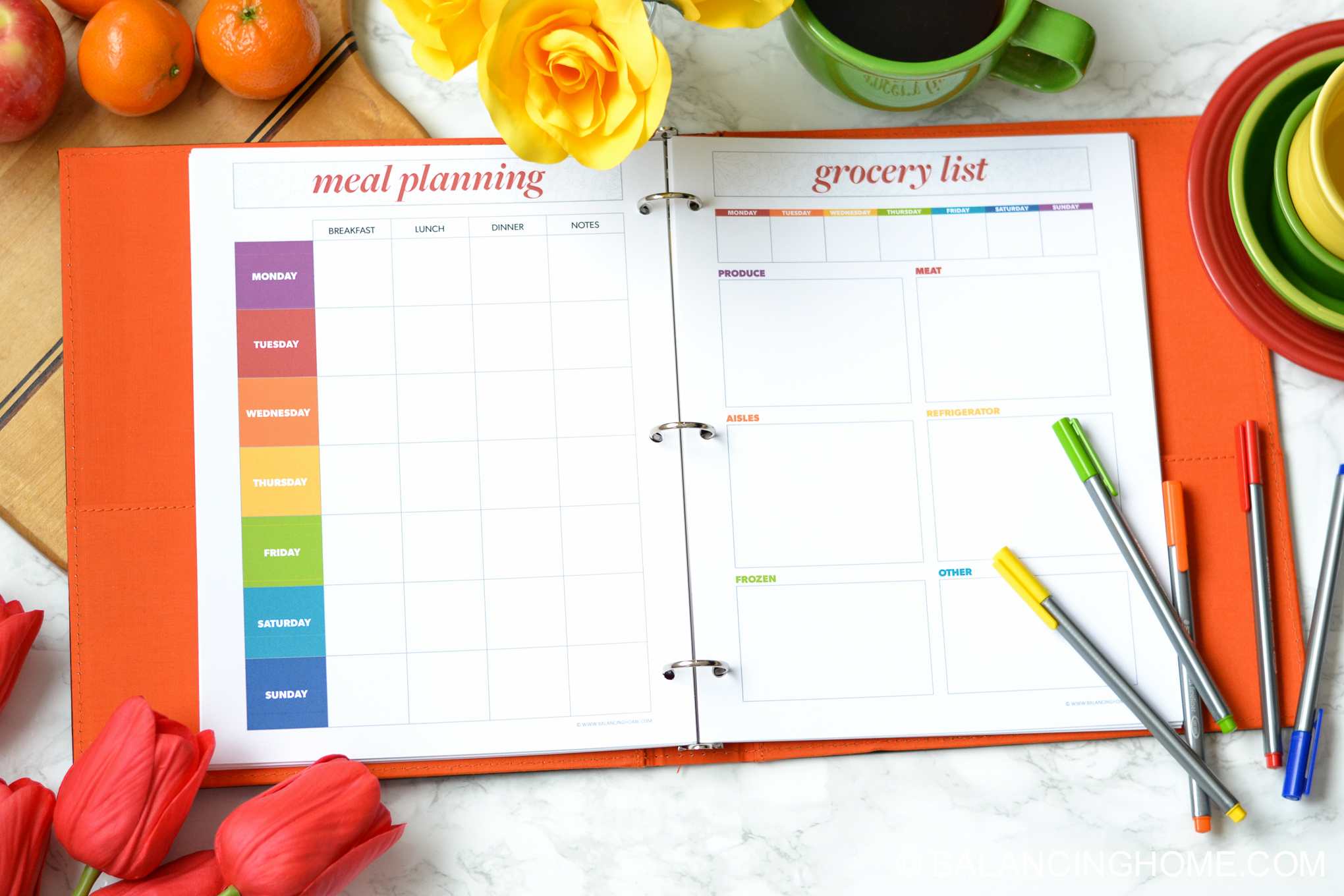 organizing planning printable template - meal planner grocery list printable
